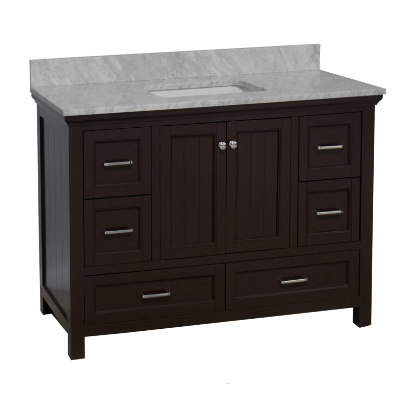 48'' Single Bathroom Vanity with Carrara Marble Top, Chocolate