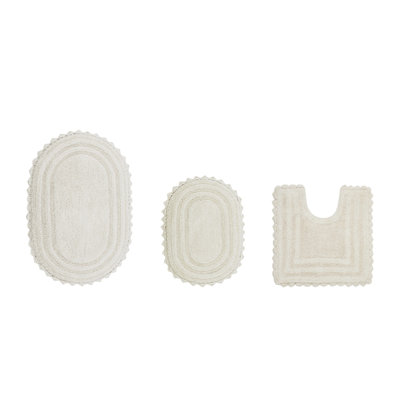 Ensemble de tapis pour salle de bain 100% coton Janeria, réversible, super absorbant et très doux lavable à la machine, idéal pour les zones de douche et de baignoire