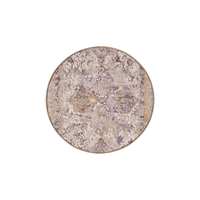 Tapis beige lavable à la machine, Rond 6 pi