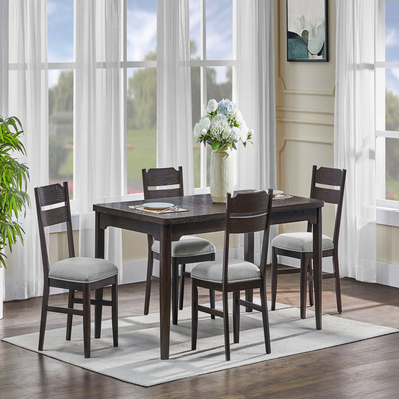 Meuble en bois 5pc, 5 Pieces:  Table, 4 Chairs 