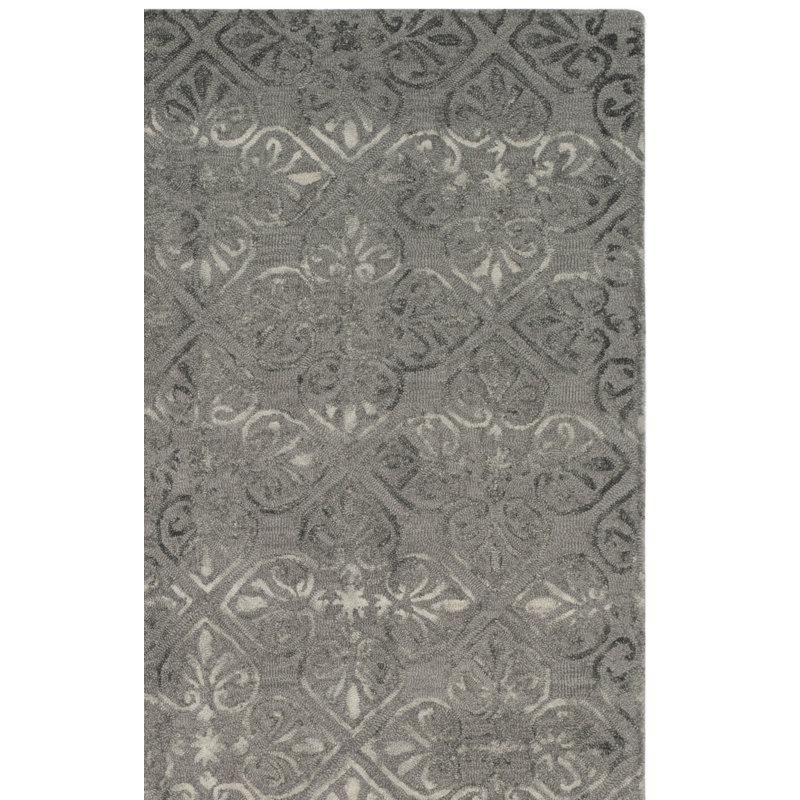 Tapis gris en laine touffeté à la main Oakton, Tapis de couloir 2 pi 3 po x 8 pi