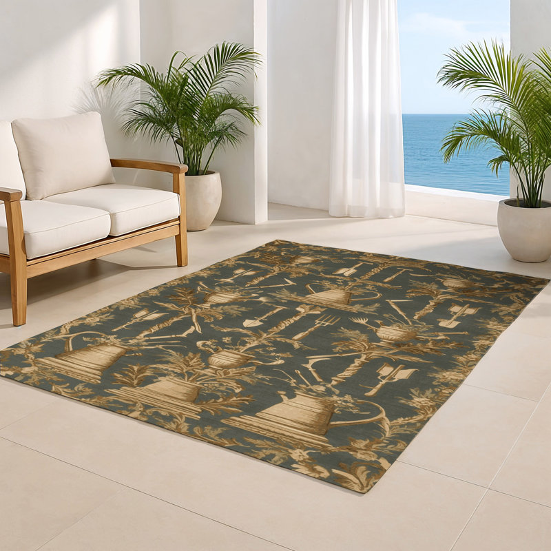 Tapis d'intérieur et d'extérieur brun français, Rectangulaire 2 pi x 3 pi