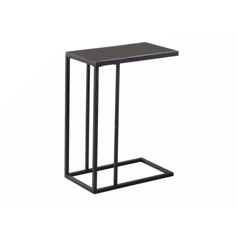 Accent Table, C-Shaped, End, Side, Snack, Living Room, Bedroom, Tempered Glass Metal, Contemporary, Modern, Black, Black