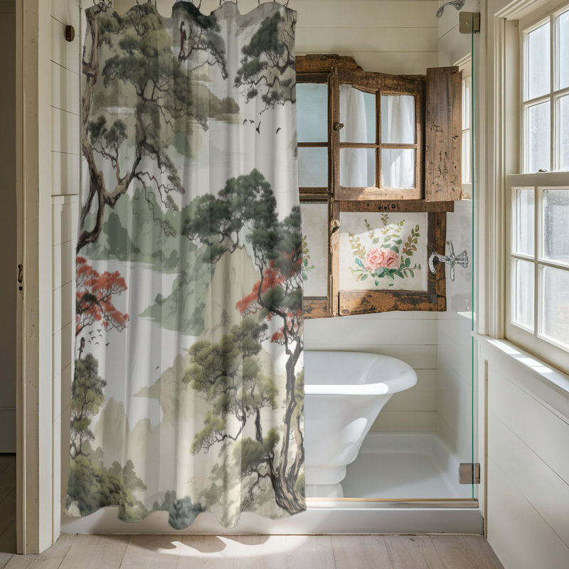 Asian Wilds - Rideau de douche Premium, H 74 po x l 71 po