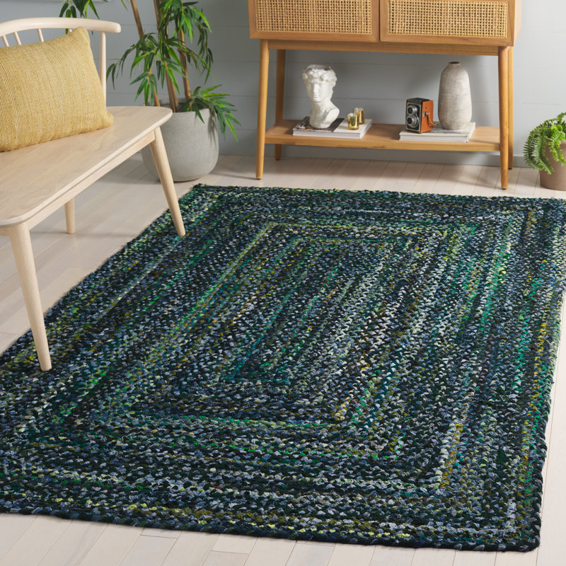 Braided Hand Woven Cotton Solid Color Indoor Rug, Rectangle 5' x 8'