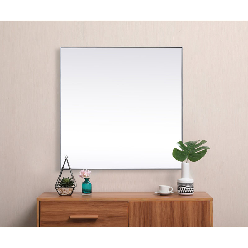 Valparaiso Metal Square Wall Mirror, Silver, 48"  x 48" 