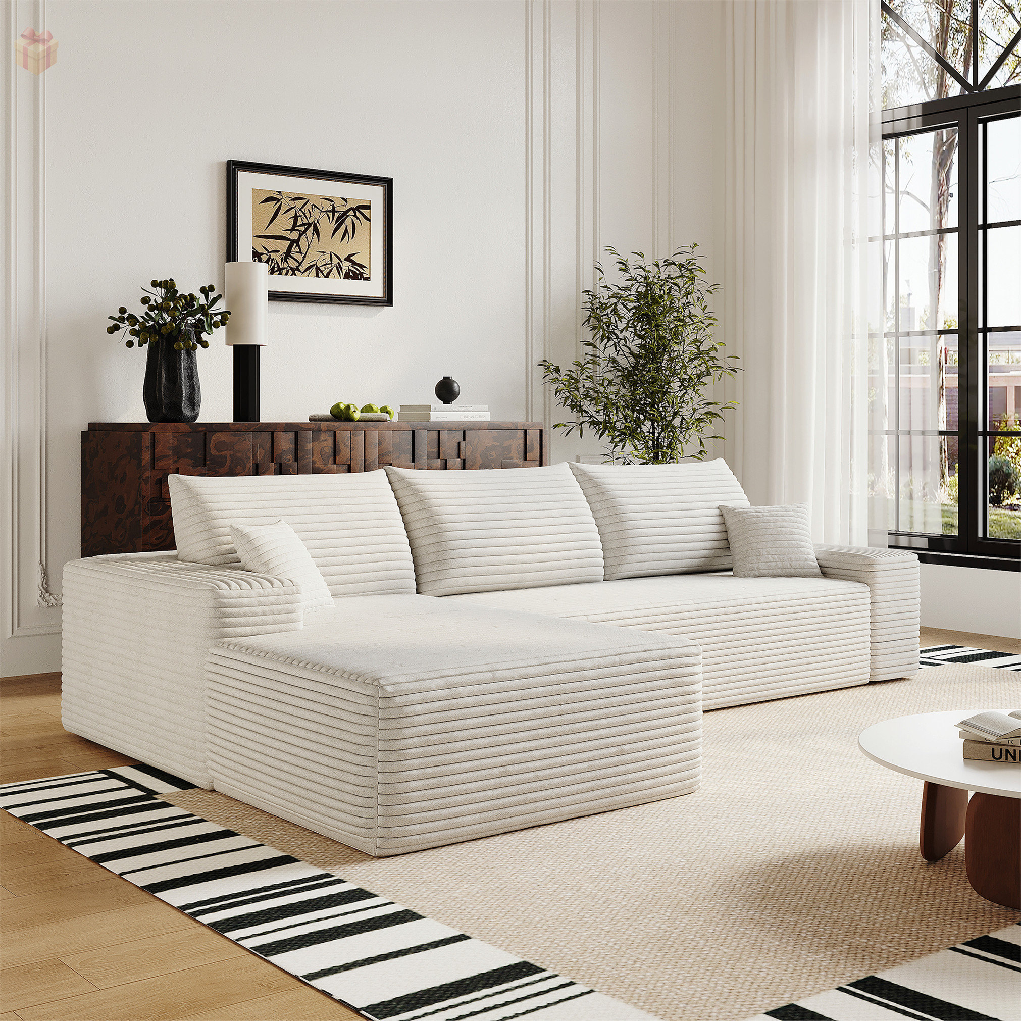 Latitude Run® No-Assembly Modular Sectional Sofa with Plush Corduroy ...