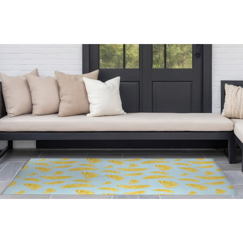 Summer Lemon Outdoor Rug, Rectangle 2' x 3'