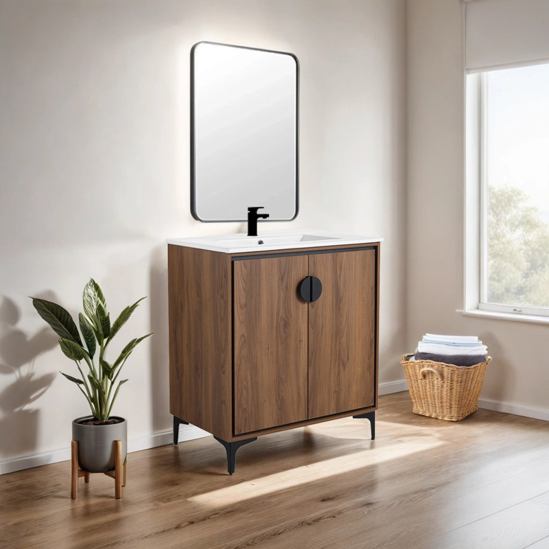 Meuble-lavabo simple 30 po avec plateau en céramique Keesa