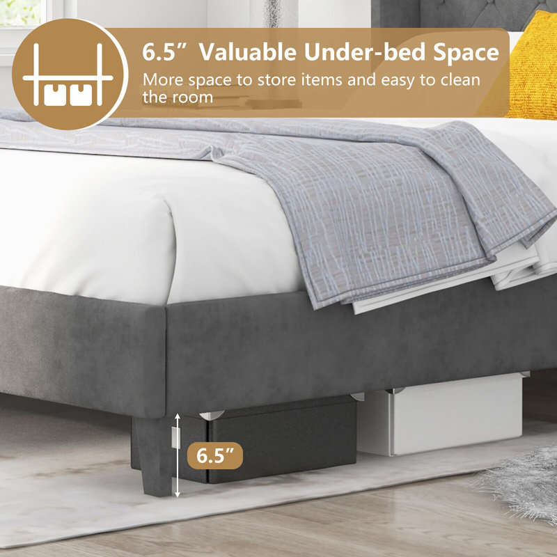 Grand lit plateforme tapissier Firmina