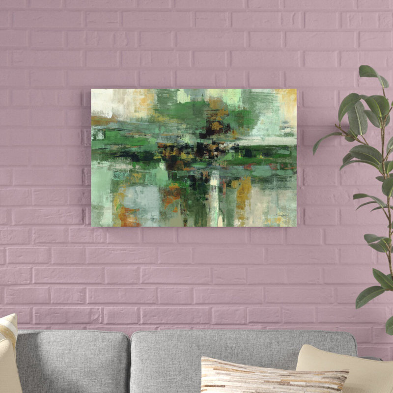 «Morning Fjord Rifle Green» par Silvia Vassileva, peinture sur toile tendue, H 20 po x l 30 po x P 1,25 po