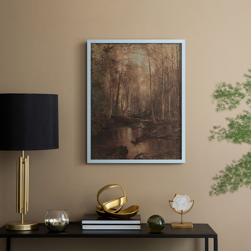 Reproduction encadrée rétro en bois massif III, H 21 po x l 17 po, Bleu