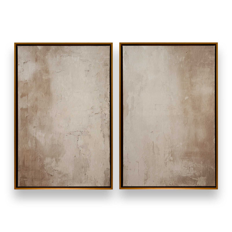 Fresco's Silent Tale, ensemble de 2 impressions sur toile dans un cadre, Reproduction avec cadre flottant, H 37 po x l 50 po