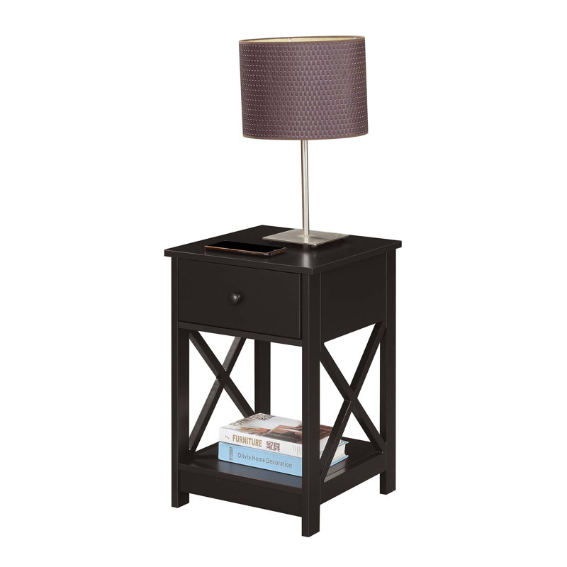 Table de bout avec 1 tiroir et tablette Darek, Espresso