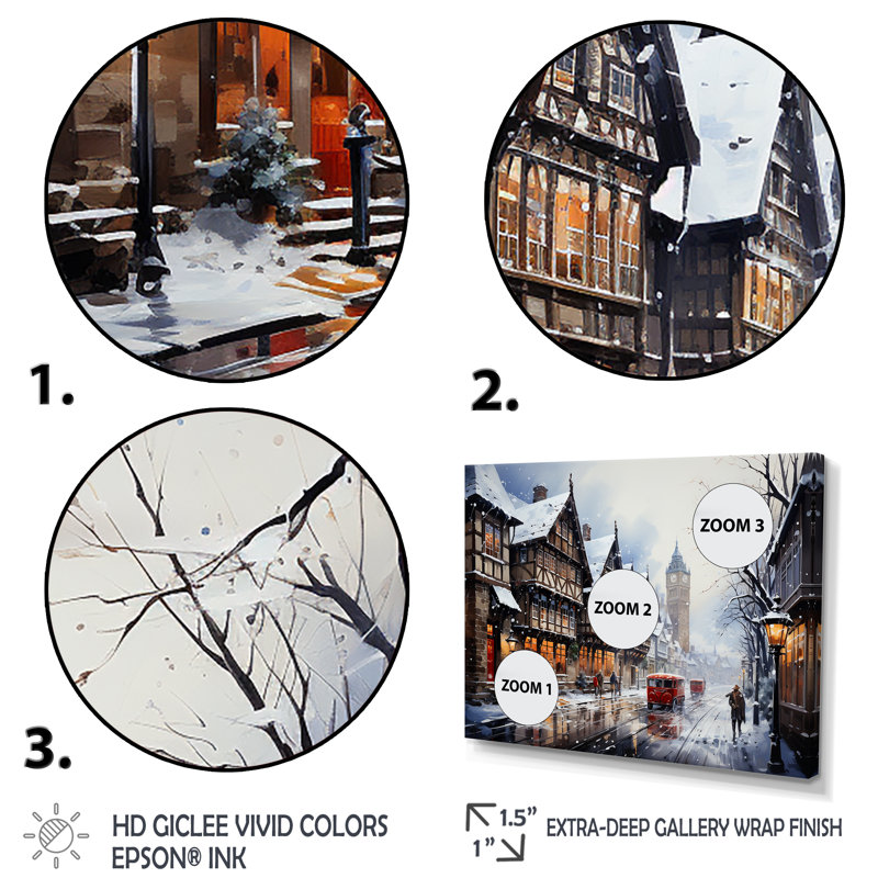 Hiver en Allemagne, paysage urbain II - Paysage d'hiver, Cadre de coin argenté fermé, H 30 po x l 40 po x P 1,5 po
