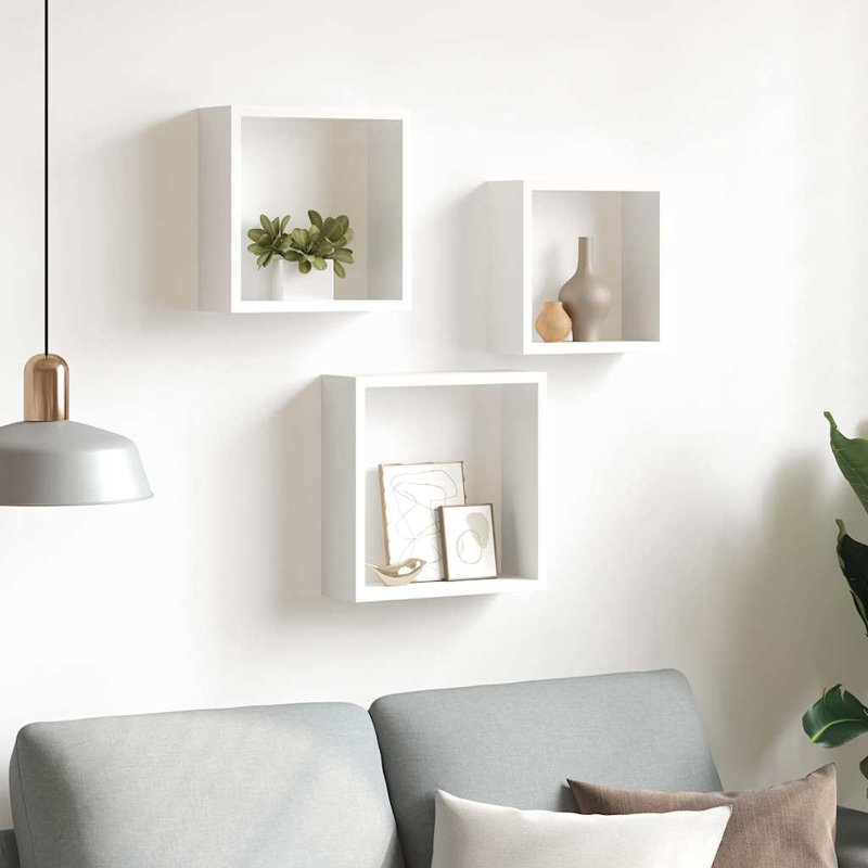 Tablettes murales cubiques flottantes, H 11,8 po x l 11,8 po x P 11,8 po, Noir
