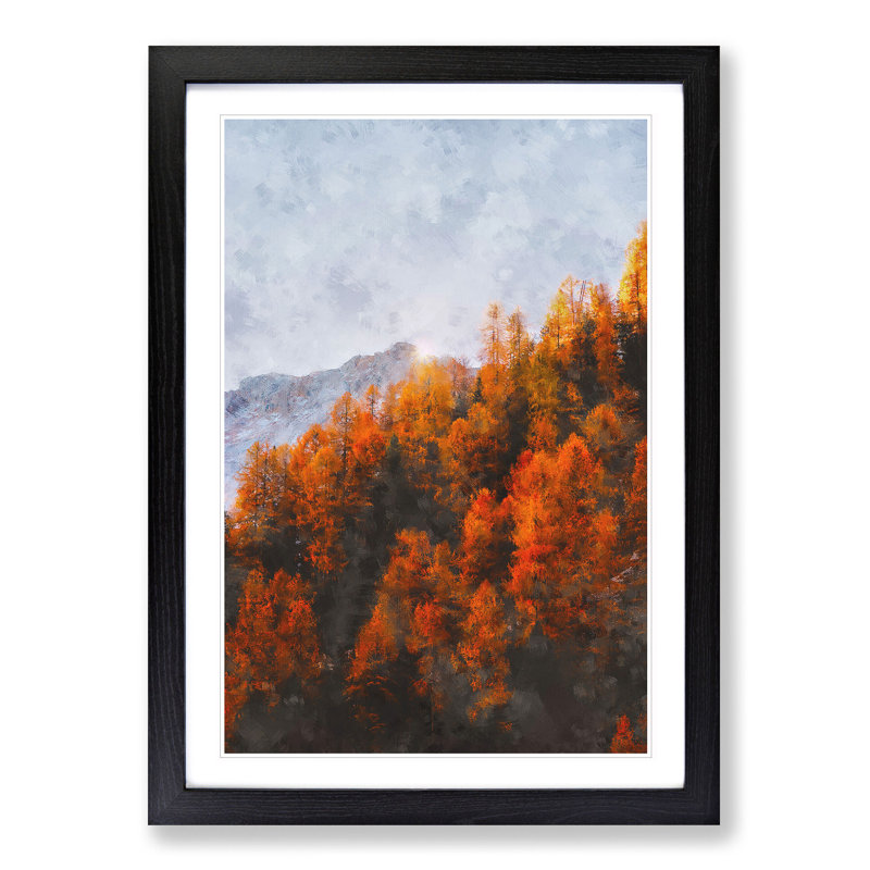 Golden Forest in Italy - Picture Frame Painting Print, 45cm H x 33cm W x 2cm D, Black Framed