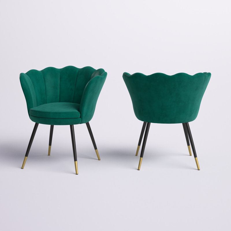 Fauteuil demi-tonneau en velours 28,35 po Willington, Velours vert foncé