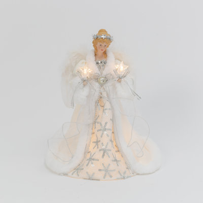 Lighted 14 in H Electric Lighted Silver Angel Tree Topper