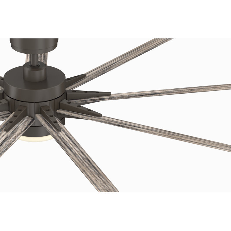 Odyn 84 inch Indoor/Outdoor Smart Ceiling Fan with LED CCT Select Light Kit - Matte Greige with Weathered Wood blades