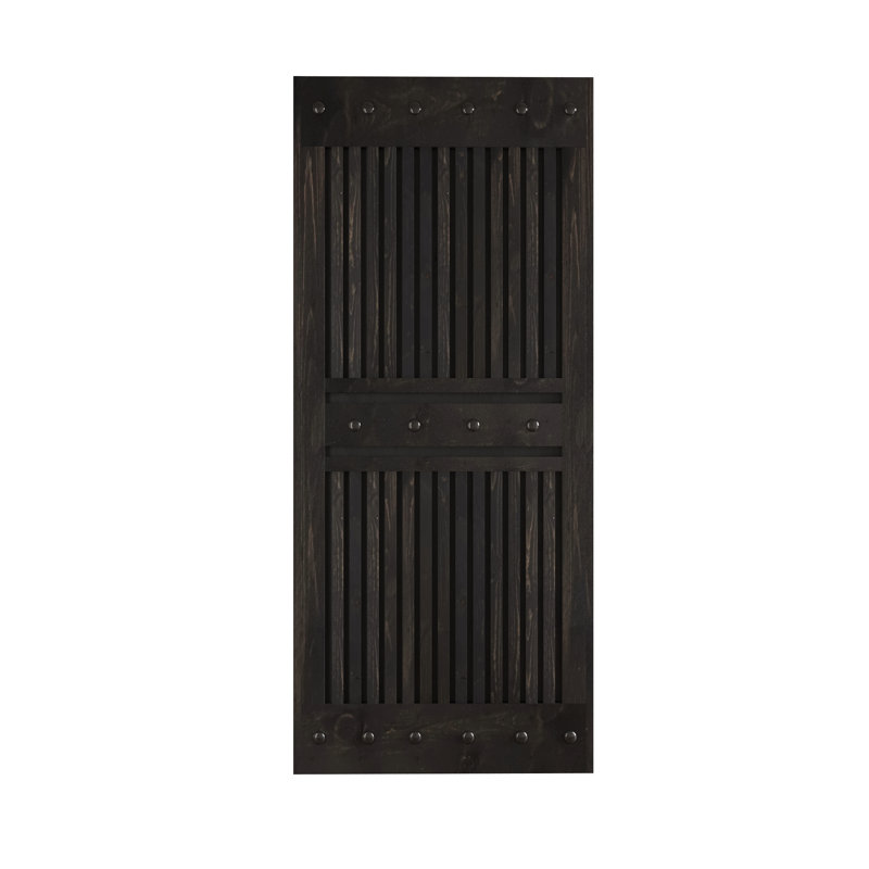 Porte de grange en bois sans quincaillerie d'installation, Noir