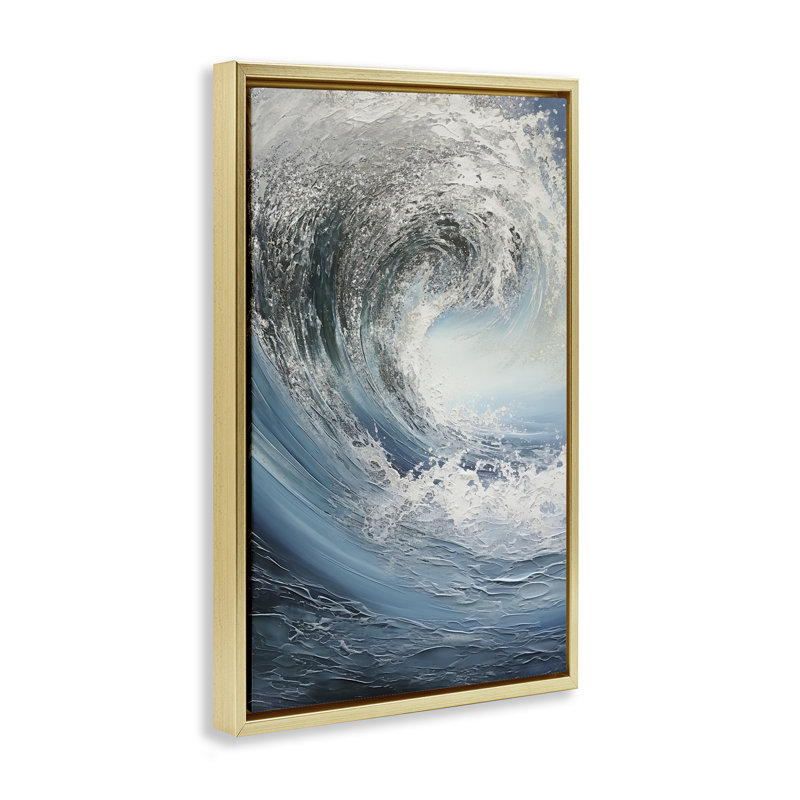 «Crest of Sea Wave», art mural sur toile flottante noire, design par Annabelle Hall, H 31 po x l 21 po