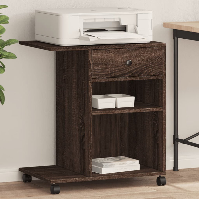 68.5cm H x 60cm W Printer Stand, Brown Oak