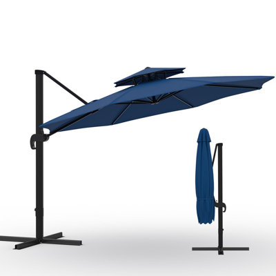 Parasol excentré rond 10 x 10 pi, rotation à 360 ° et hauteur réglable, base en aluminium robuste non inclus