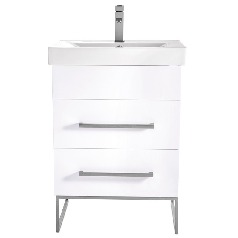 Ensemble de meuble-lavabo simple 24 po Taft Avenue, Blanc, Chrome poli