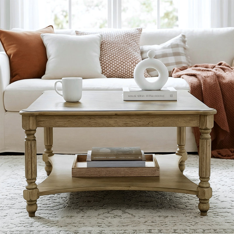 Locke Solid Wood Square Coffee Table, Chêne antique