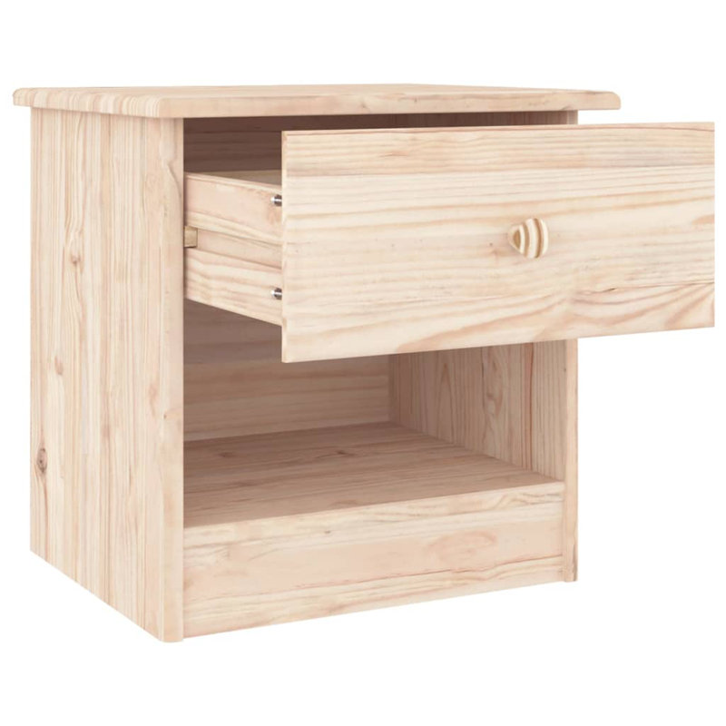 Veloute 13.8'' W Solid Wood Nightstand, Natural, 3 drawers