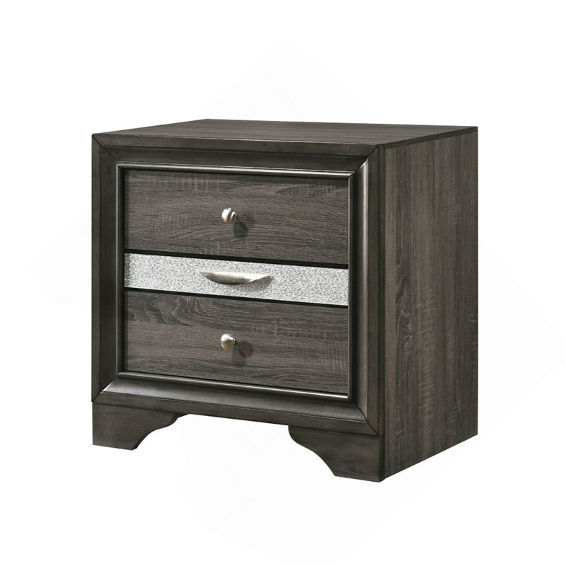 Naima Gray Finish Nightstand, Gray