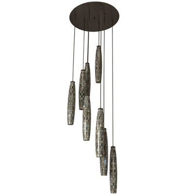 Luminaire suspendu en bronze 8 lumières Akio