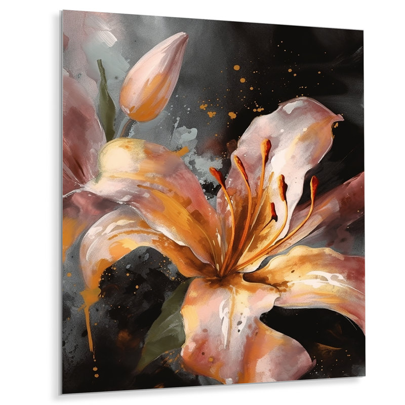 «Orange Lily Dreams», impression sur métal sans cadre, H 32 po x l 16 po x P 1 po