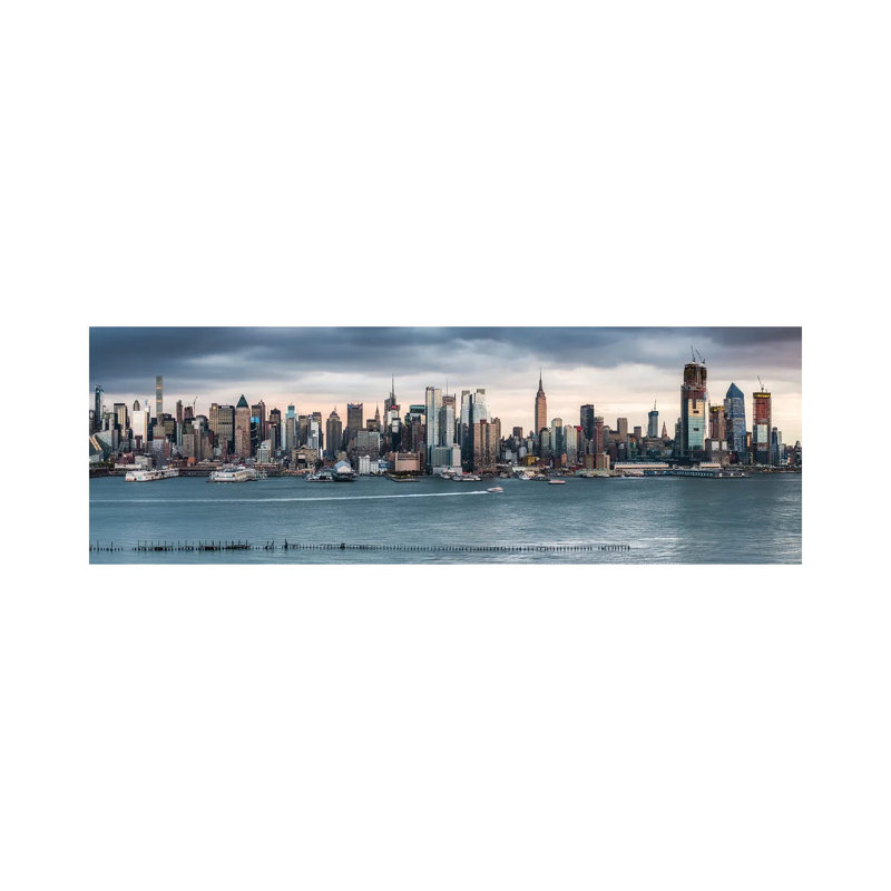 Manhattan Skyline Panorama Along The Hudson River, New York City, USA by Jan Becke - Wrapped Canvas Panoramic Print