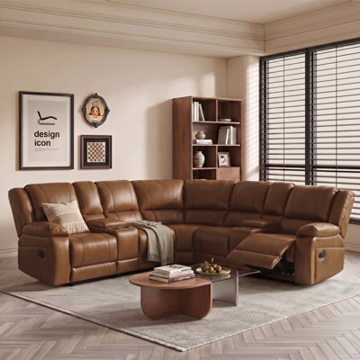 Wynyard 109" Wide Faux Leather Reversible Reclining Sectional Sofa