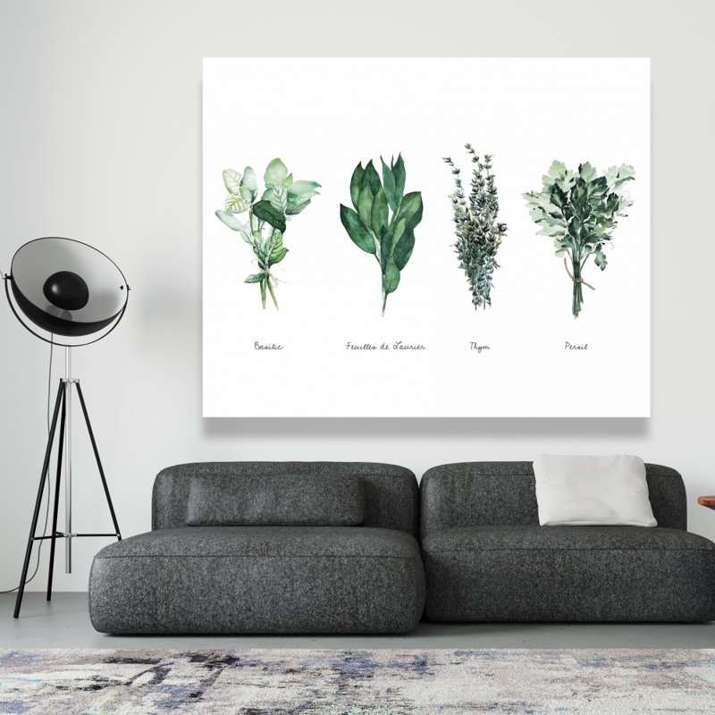 Fines herbes - Toile botanique verte pour la décoration intérieure