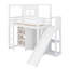 Lit mezzanine avec garde-robe, tablettes de rangement