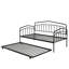 Lit de jour simple avec lit gigogne simple, structure en métal durable, design élégant pour les chambres modernes et peu encombrantes-274573194