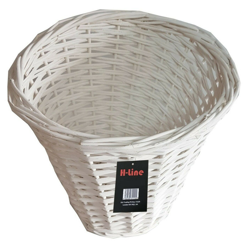 H-line Wicker Decorative Basket, White