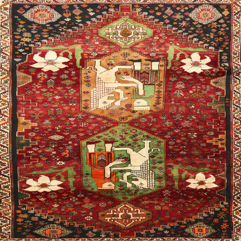 Tapis marron / noir Southwestern, Carré 7 pi