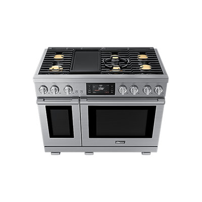 48" Dual Fuel Pro-Range 6 Burners With Griddle, Transitional, Silver, NG/LP