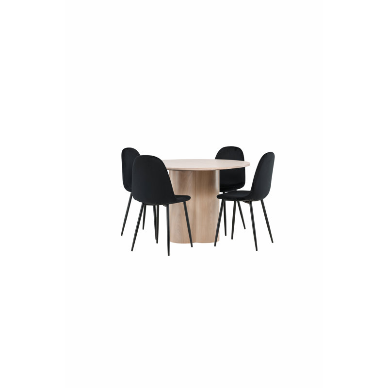 Oldham 4 - Person Dining Set, Black, Black
