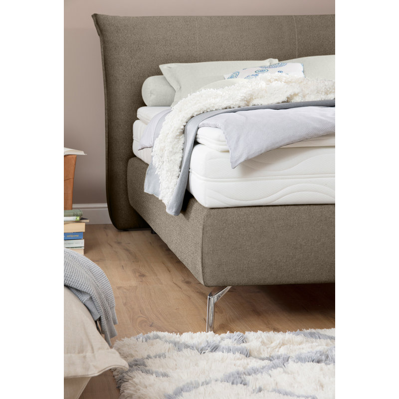 Boxspring Bed Renzo 2 x Tripolis, TCM with Topper, Brown, H3/H3, 140 x 200cm