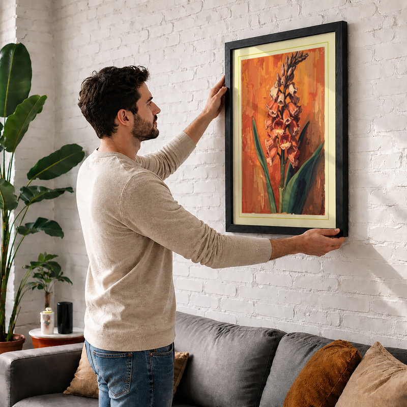 Hyacinth Study Botanical - Framed Print, A3 - 42.0 x 29.7 cm, White