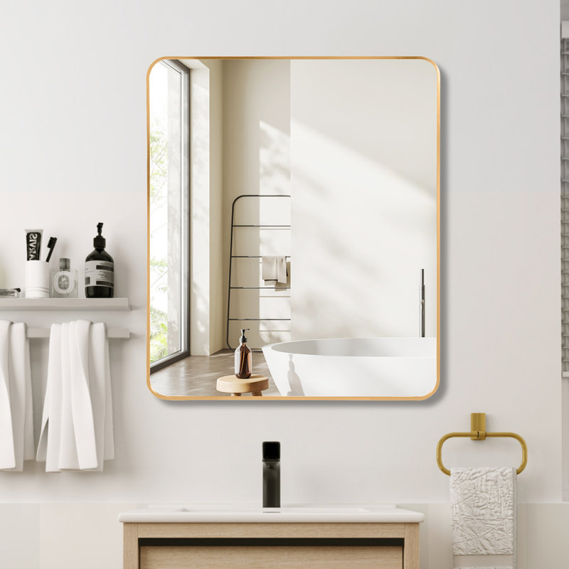 30 "x36" Rectangular Bathroom Wall Mirror, Gold