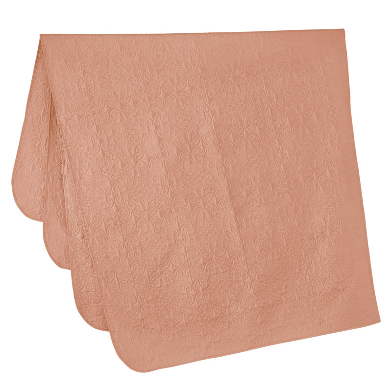 Luca 3-Piece Lightweight Microfiber Oversized Bedspread Set, Queen Coverlet/Bedspread + 2 Standard Shams, Salmon