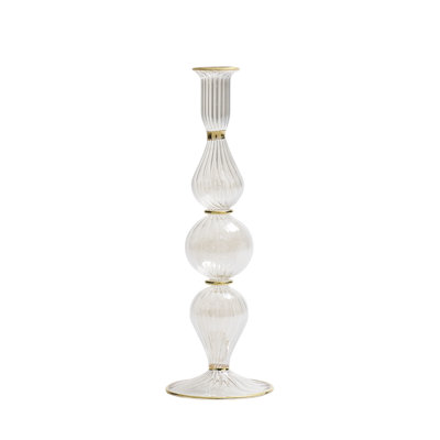 F2023 11'' H Glass Tabletop Candlestick