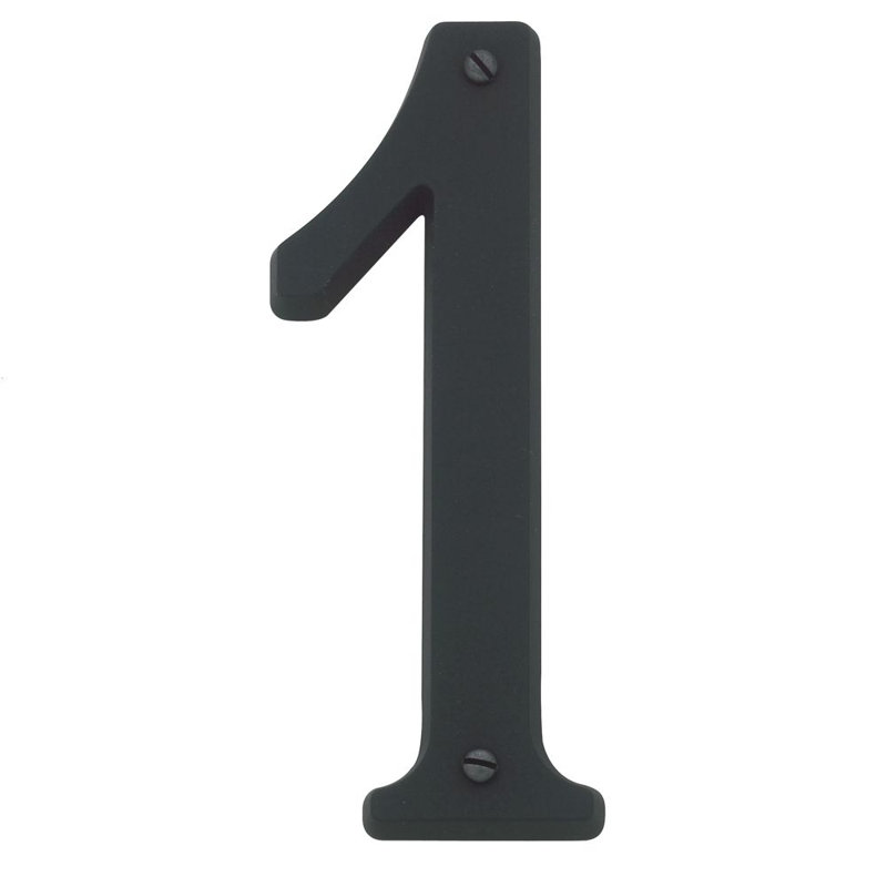 4.75" H Brass House Number, Satin Brass with Brown, 1