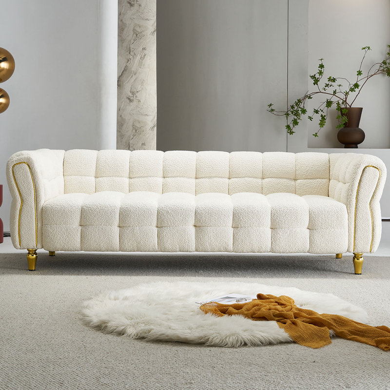 Canapé à accoudoirs évasés 87,01 po Chesterman, Beige Boucle